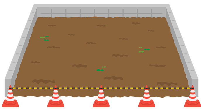 ブロック塀に囲まれた更地のイラスト