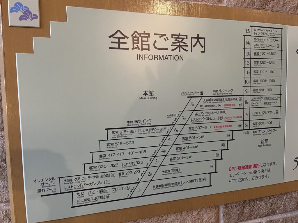下呂温泉ホテルくさかべアルメリアの館内図